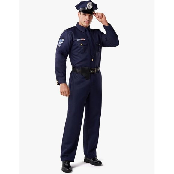 Mens Police Officer Uniform Costume Set Navy Blue Size M By Spooktacular Creatio - Picture 1 of 7